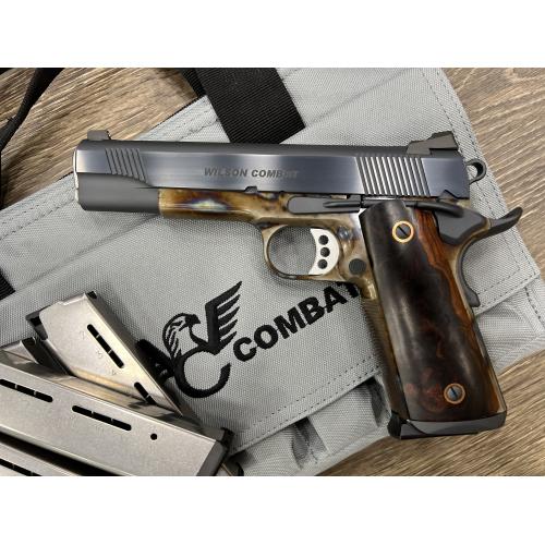WILSON COMBAT 1911 TACTICAL SUPERGRADE CASE COLOR FRAME CHARCOAL BLUE SLIDE 5" BBL .45ACP (W/ FACTORY BAG TEST TARGET 6-MAGS)