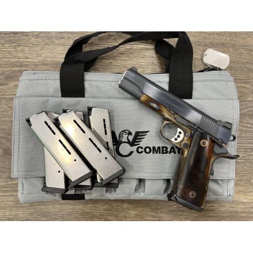 WILSON COMBAT 1911 TACTICAL SUPERGRADE CASE COLOR FRAME CHARCOAL BLUE SLIDE 5" BBL .45ACP (W/ FACTORY BAG TEST TARGET 6-MAGS)