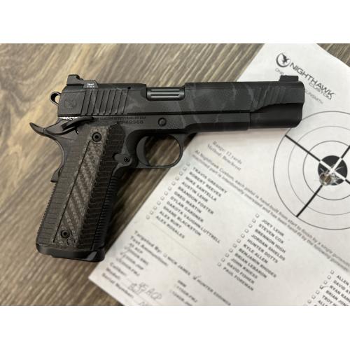 NIGHTHAWK 1911 THE BULL IOS GOVERNMENT SHADOW URBAN GRAY CERAKOTE CARBON FIBER GRIP AMBI-SAFETY 5" BBL .45ACP