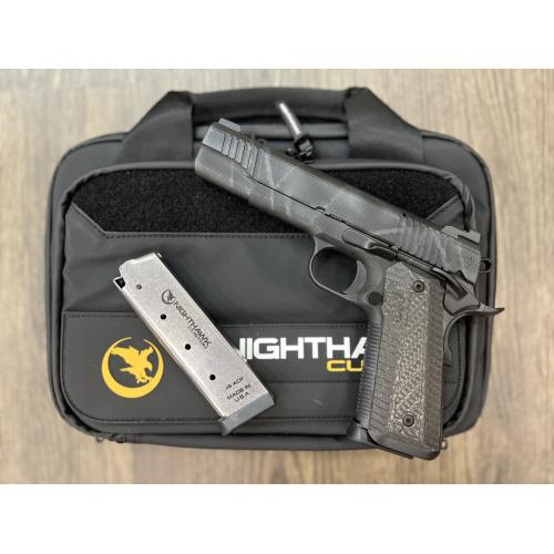 NIGHTHAWK 1911 THE BULL IOS GOVERNMENT SHADOW URBAN GRAY CERAKOTE CARBON FIBER GRIP AMBI-SAFETY 5" BBL .45ACP