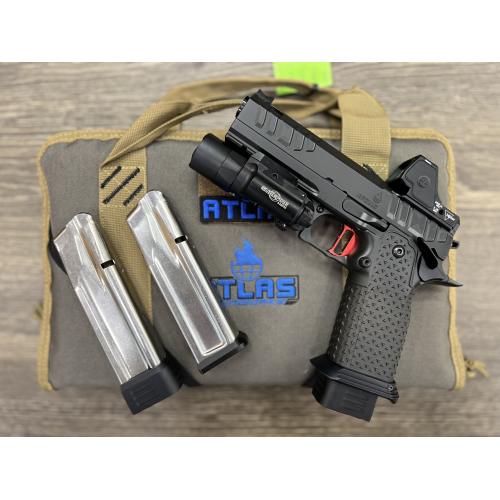ATLAS APOLLO V2 HC1911 BLACK DLC FINISH DUTY MEDIUM FLAT RED TRIGGER AMBI SAFETY 4.6" BBL 9MM W/ TRIJICON RMR HD 3.25 MOA & SUREFIRE X300