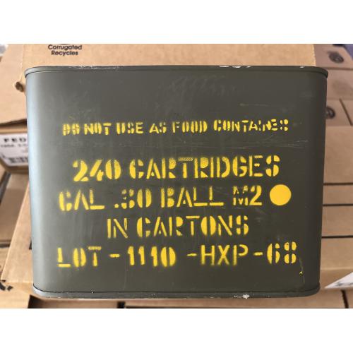 GREEK SURPLUS 240 CARTRIDGES .30 CAL (30-06 SPRG) BALL M2 M1 GARAND BANDOLEERS UNOPENED AMMO CAN
