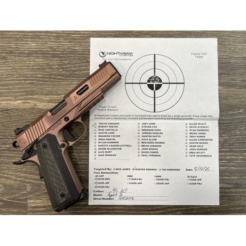 NIGHTHAWK 1911 AGENT2 IOS GOVERNMENT ROSE GOLD FINISH AMBI-SAFETY FLUTED 5" BBL .45ACP