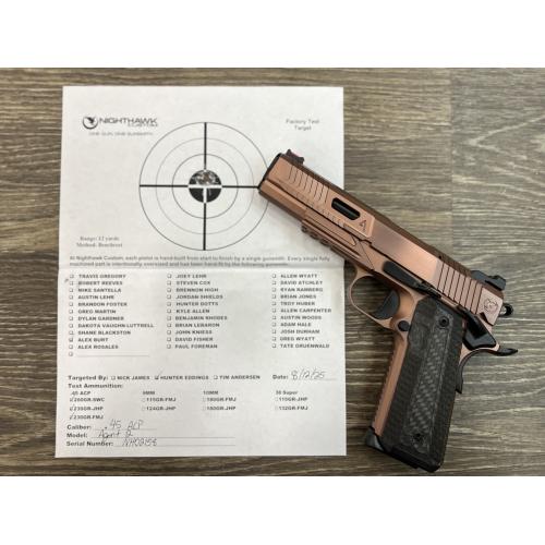 NIGHTHAWK 1911 AGENT2 IOS GOVERNMENT ROSE GOLD FINISH AMBI-SAFETY FLUTED 5" BBL .45ACP