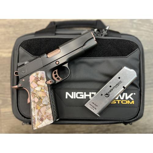 NIGHTHAWK 1911 LADY HAWK 2.0 IOS COMMANDER DLC FINISH W/ ROSE GOLD CONTROLS POLISHED FLATS 4.25" BBL .45ACP