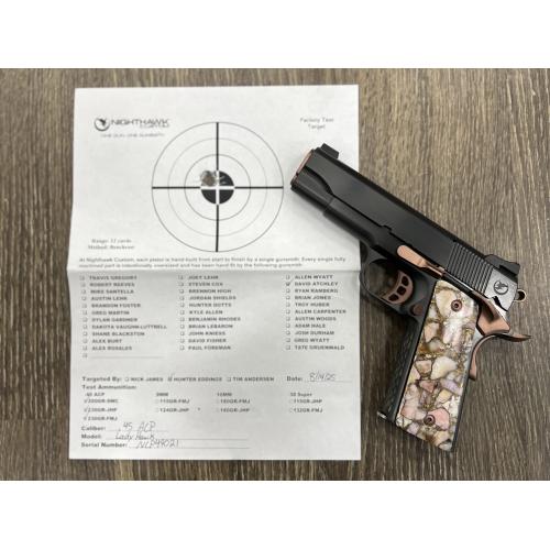 NIGHTHAWK 1911 LADY HAWK 2.0 IOS COMMANDER DLC FINISH W/ ROSE GOLD CONTROLS POLISHED FLATS 4.25" BBL .45ACP
