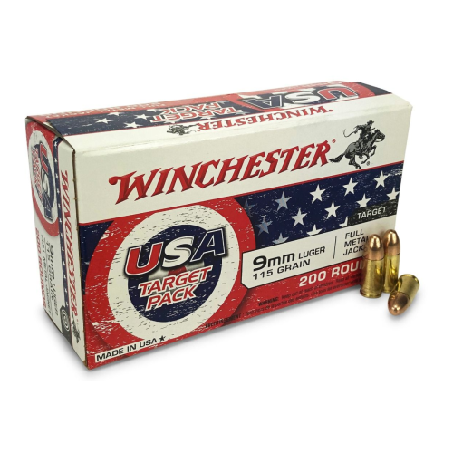 Winchester USA 9MM Luger 115gr. FMJ 200rd Target Pack #USA4172W