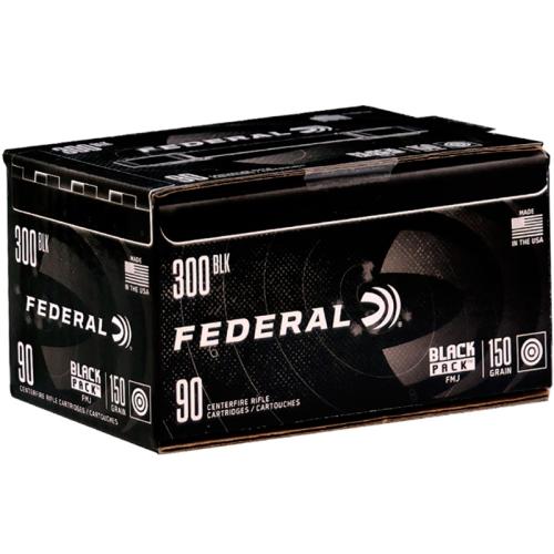 FEDERAL BLACK PACK 300 BLACKOUT AMMO 150 GRAIN FULL METAL JACKET BOAT-TAIL - FC300BLKBF 90 ROUNDS