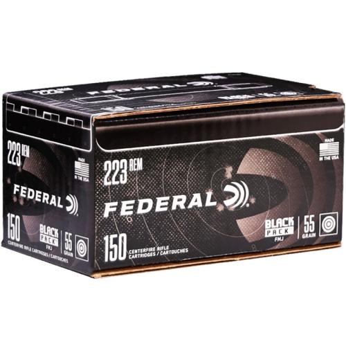 FEDERAL BLACK PACK 223 AMMO 55 GRAIN FULL METAL JACKET - FC223BF 150 ROUNDS