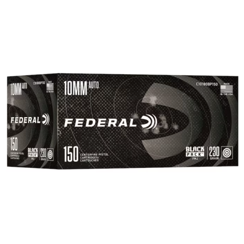 FEDERAL BLACK PACK 10MM AUTO AMMO 180 GRAIN FULL METAL JACKET C10180BP150 150 ROUNDS