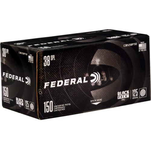 FEDERAL BLACK PACK 38 SPECIAL AMMO 125 GRAIN FULL METAL JACKET - C38125BP150 150 ROUNDS