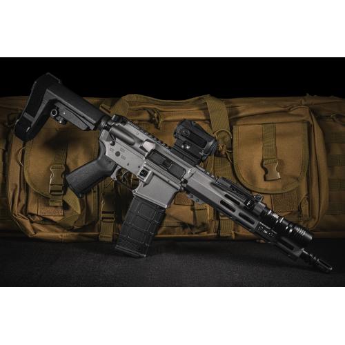 Shark Coast Tactical SCC04052GNB-P Grey Night Bundle 5.56 NATO 30+1 10.50" Threaded Nitride Barrel, Gray Cerakote Aluminum Receiver w/Pic Rail, M-LOK Handguard, Black Polymer Magpul SL-K Stock & Grip, Vortex Sprax Red Dot, Streamlight ProTac Rail Lig