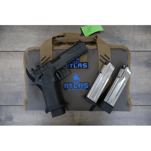 ATLAS APOLLO V2 HC1911 BLACK DLC FINISH FLAT MEDIUM BLACK SUB 2LB TRIGGER PORTED 4.6" 9MM