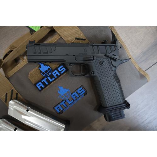 ATLAS APOLLO V2 HC1911 BLACK DLC FINISH FLAT MEDIUM BLACK SUB 2LB TRIGGER PORTED 4.6" 9MM