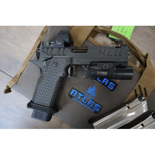 ATLAS APOLLO V2 HC1911 BLACK DLC FINISH FLAT MEDIUM BLACK SUB 2LB TRIGGER PORTED 4.6" BBL 9MM W/ TRIJICON SRO & SUREFIRE X300