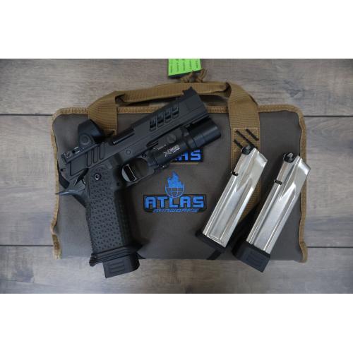 ATLAS ARTEMIS RDS V2 HC1911 FLAT MEDIUM BLACK SUB 2LB TRIGGER SIGHTBLOCK 4.6" BBL 9MM W/ TRIJICON SRO & SUREFIRE X300