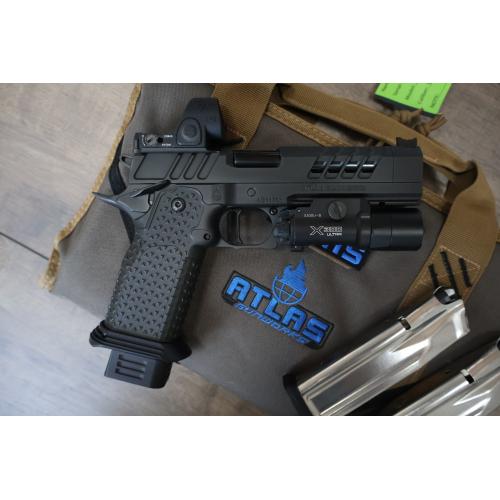 ATLAS ARTEMIS RDS V2 HC1911 FLAT MEDIUM BLACK SUB 2LB TRIGGER SIGHTBLOCK 4.6" BBL 9MM W/ TRIJICON SRO & SUREFIRE X300