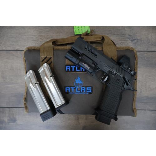 ATLAS ARTEMIS RDS V2 HC1911 FLAT MEDIUM BLACK SUB 2LB TRIGGER SIGHTBLOCK 4.6" BBL 9MM W/ TRIJICON SRO & SUREFIRE X300