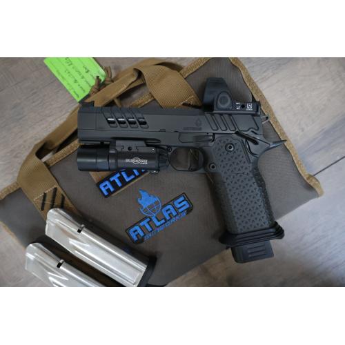 ATLAS ARTEMIS RDS V2 HC1911 FLAT MEDIUM BLACK SUB 2LB TRIGGER SIGHTBLOCK 4.6" BBL 9MM W/ TRIJICON SRO & SUREFIRE X300