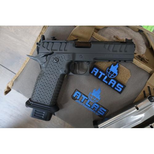 ATLAS APOLLO V2 HC1911 BLACK DLC FINISH FLAT MEDIUM BLACK SUB 2LB TRIGGER PORTED 4.6" 9MM