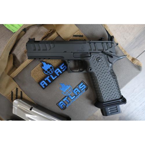 ATLAS APOLLO V2 HC1911 BLACK DLC FINISH FLAT MEDIUM BLACK SUB 2LB TRIGGER PORTED 4.6" 9MM