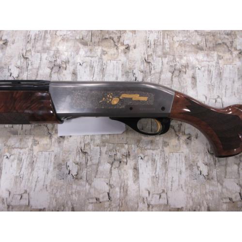 REMINGTON 1100 PREMIER SPORTING SEMI-AUTO SILVER RECEIVER W/ GOLD INLAY DELUXE WALNUT STOCK 28" BBL 12GA W/ FACTORY BOX & LUGGAGE CASE