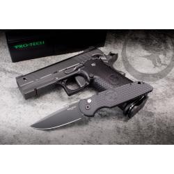 NIGHTHAWK CUSTOM K211 PRO-TECH KNIFE TR-3 MOON HAWK LOGO BLACK DLC STEEL