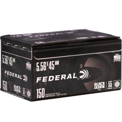 FEDERAL BLACK PACK 5.56X45MM AMMO 55 GRAIN FULL METAL JACKET BOAT-TAIL - FC193BF 150 ROUNDS