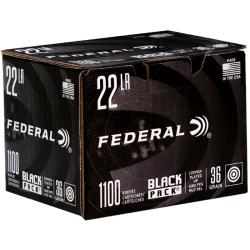 FEDERAL BLACK PACK 22 LONG RIFLE AMMO 36 GRAIN COPPER PLATED HOLLOW POINT - BF750 1100 ROUNDS