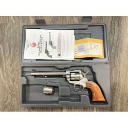 RUGER NEW MODEL SINGLE-SIX STAINLESS FINISH ADJ. SIGHTS WOOD GRIPS 6.5