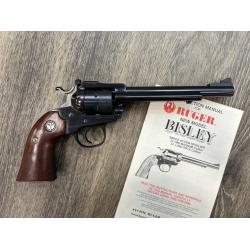 RUGER NEW MODEL SINGLE-SIX BISLEY BLUED FINISH ADJ. SIGHTS WALNUT GRIPS ENGRAVED CYLINDER 6.5