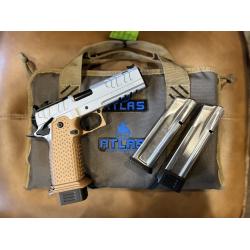 ATLAS APOLLO V2 HC1911 BURNT BRONZE FRAME SILVER SLIDE CERAKOTE FLAT MEDIUM BLACK SUB 2LB TRIGGER AMBI-SAFETY 4.6 BBL 9MM