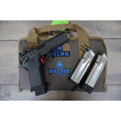 ATLAS APOLLO V3 HC1911 BLACK DLC FINISH FLAT MEDIUM RED SUB 2LB TRIGGER PORTED 4.6