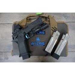 ATLAS APOLLO V2 HC1911 BLACK DLC FINISH FLAT MEDIUM BLUE SUB 2LB TRIGGER PORTED 4.6