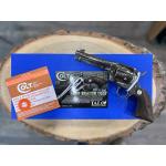 COLT SAA LONG BRANCH TALO NICKEL FINISH FIRE BLUE SCREWS WALNUT GRIPS 4.75
