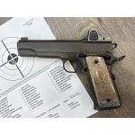 NIGHTHAWK 1911 TROOPER IOS GOVERNMENT BATTLEWORN FDE FINISH FALCON MAG-WELL DINOSAUR GRIPS 5" BBL .45ACP W/ TRIJICON FDE RMR