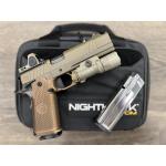 NIGHTHAWK 1911 SANDHAWK IOS TAN ANODIZED FINISH COMPENSATED 5" BBL 9MM W/ TRIJICON RMR TYPE 2 FDE & SUREFIRE X300 (5) MAGS INCLUDED