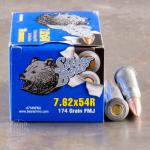 SILVER BEAR RUSSIAN 7.62X54R 174GR FMJ ZINC PLATED CASE 20-PACK A76254NFMJ