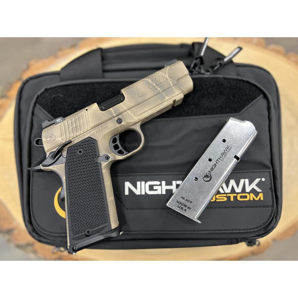 NIGHTHAWK 1911 DELEGATE IOS COMMANDER SHADOW TAN CAMO AMBI SAFETY RECON RAIL NIGHT SIGHTS 4.25" BBL .45ACP