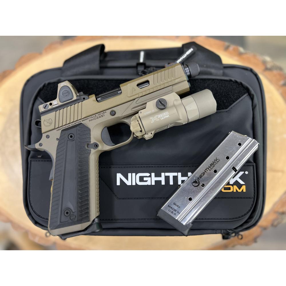 NIGHTHAWK 1911 AGENT2 COMMANDER IOS SANDHAWK FINISH DLC 4.25" BBL 9MM W/ TRIJICON RMR RED DOT & SUREFIRE X300 WEAPONLIGHT