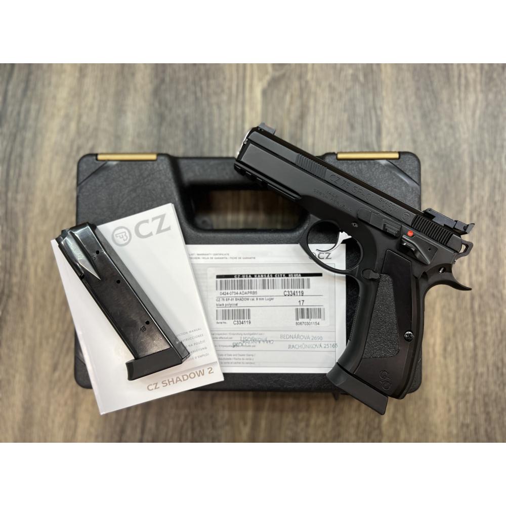 CZ 75 SP-01 ACCU SHADOW CUSTOM SHOP BLACK FINISH MANUAL SAFETY 4.6" BBL 9MM W/ FACTORY BOX 