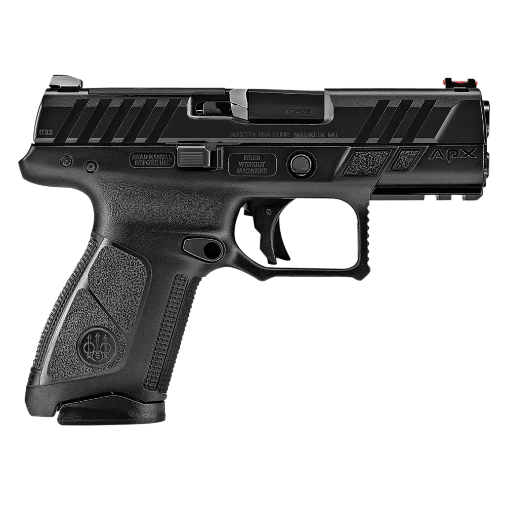 Beretta USA JAXA1C915FO APX A1 Compact Frame 9mm Luger 15+1 3.70" Black Steel Barrel, Black Optic Ready Serrated Steel Slide, Black Polymer Frame w/Picatinny Rail, Black Interchangeable Backstrap Grip, Ambidextrous