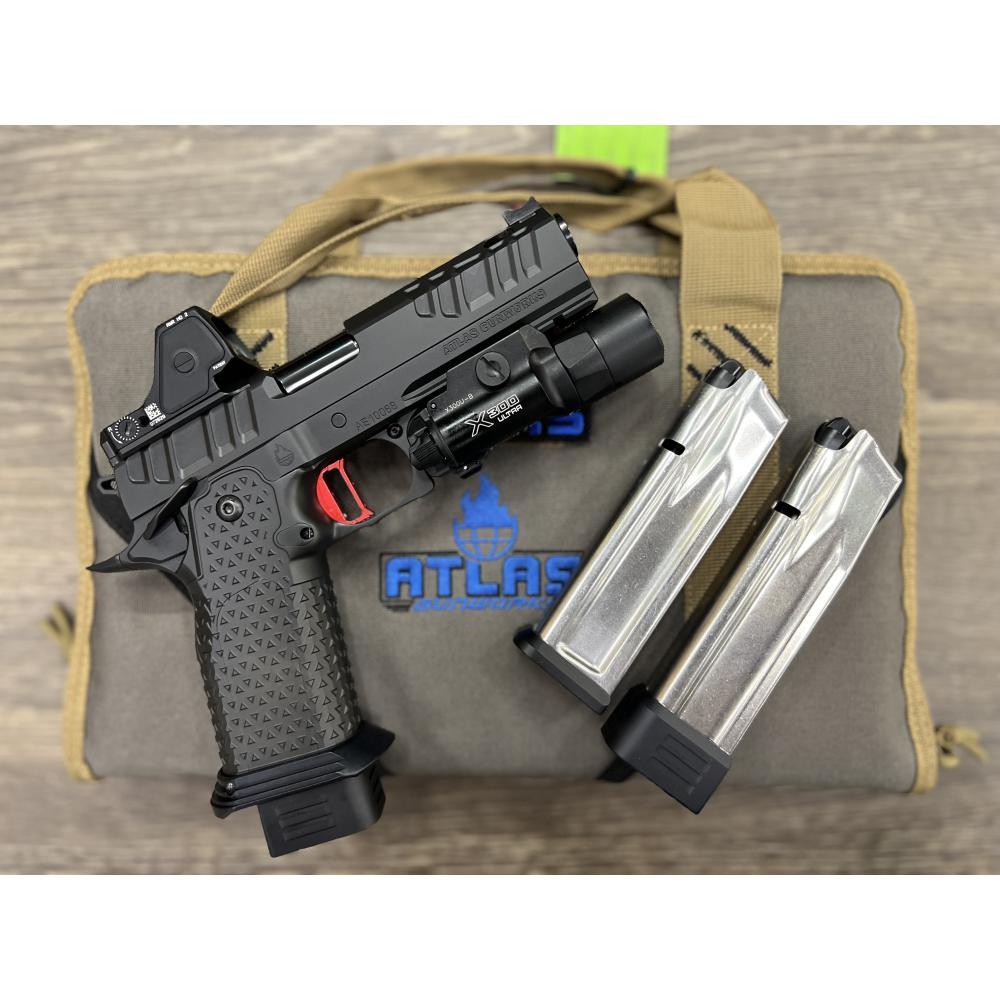 ATLAS APOLLO V2 HC1911 BLACK DLC FINISH DUTY MEDIUM FLAT RED TRIGGER AMBI SAFETY 4.6" BBL 9MM W/ TRIJICON RMR HD 3.25 MOA & SUREFIRE X300