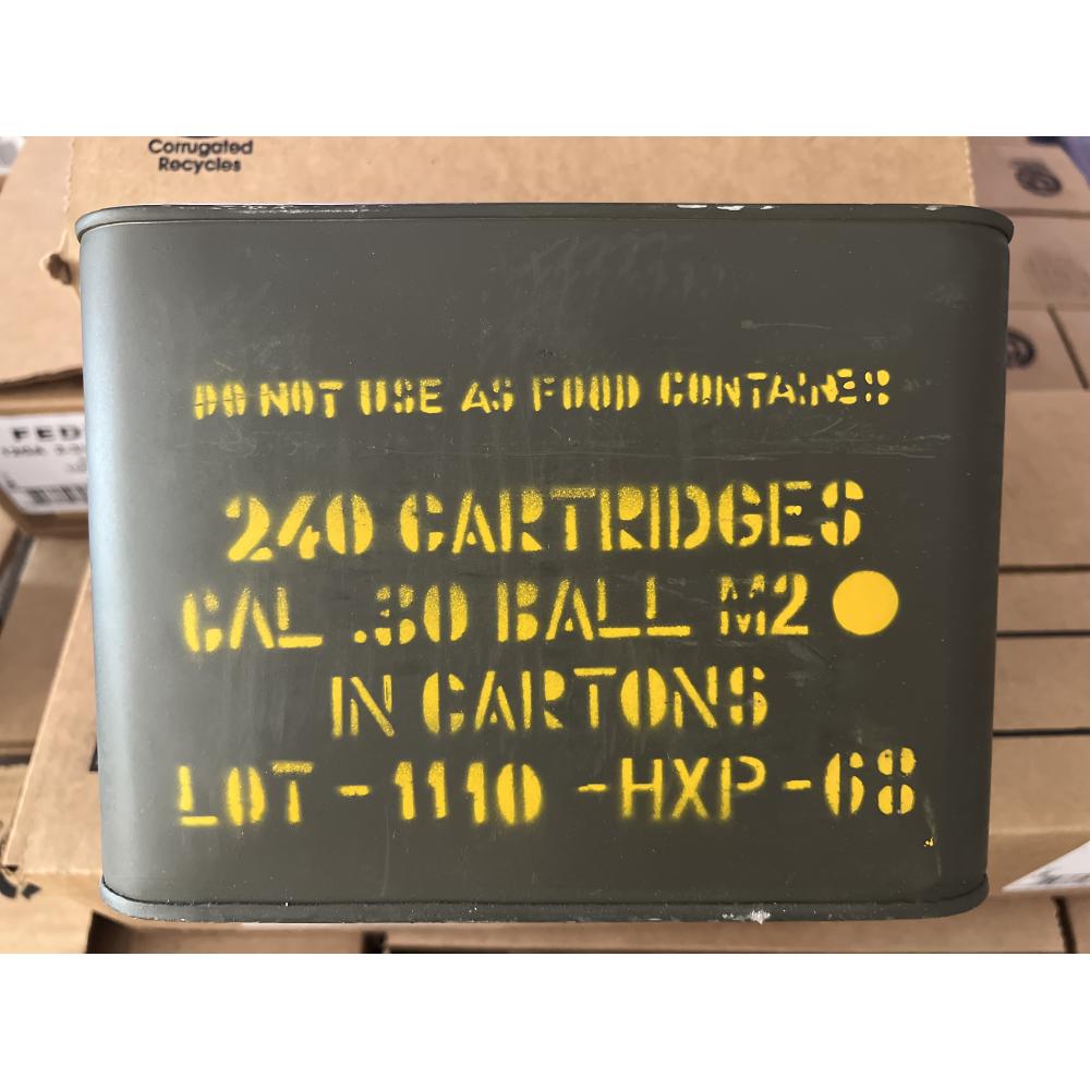 GREEK SURPLUS 240 CARTRIDGES .30 CAL (30-06 SPRG) BALL M2 M1 GARAND BANDOLEERS UNOPENED AMMO CAN