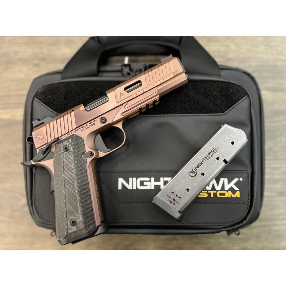 NIGHTHAWK 1911 AGENT2 IOS GOVERNMENT ROSE GOLD FINISH AMBI-SAFETY FLUTED 5" BBL .45ACP