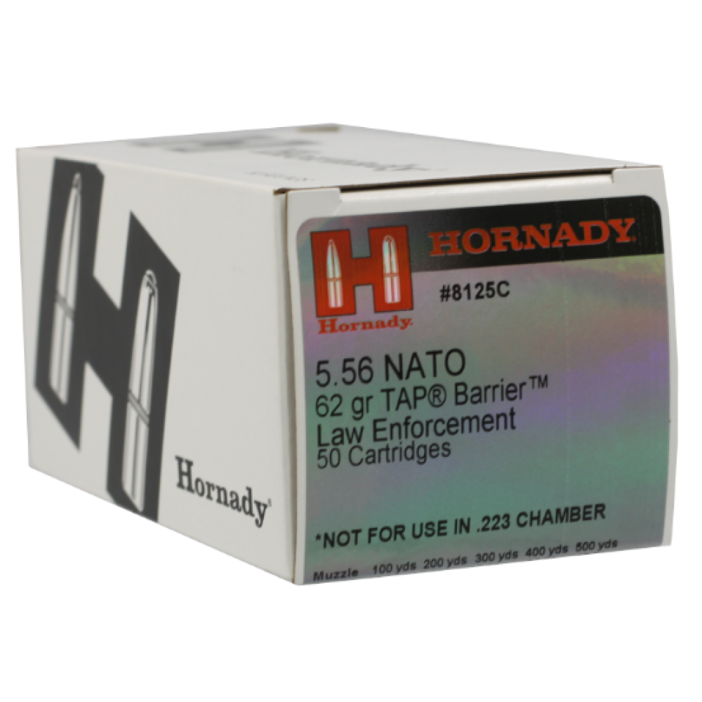 HORNADY AMMUNITION  5.56 NATO TAP 8125C 62 GRAIN BARRIER 50 ROUND BOX