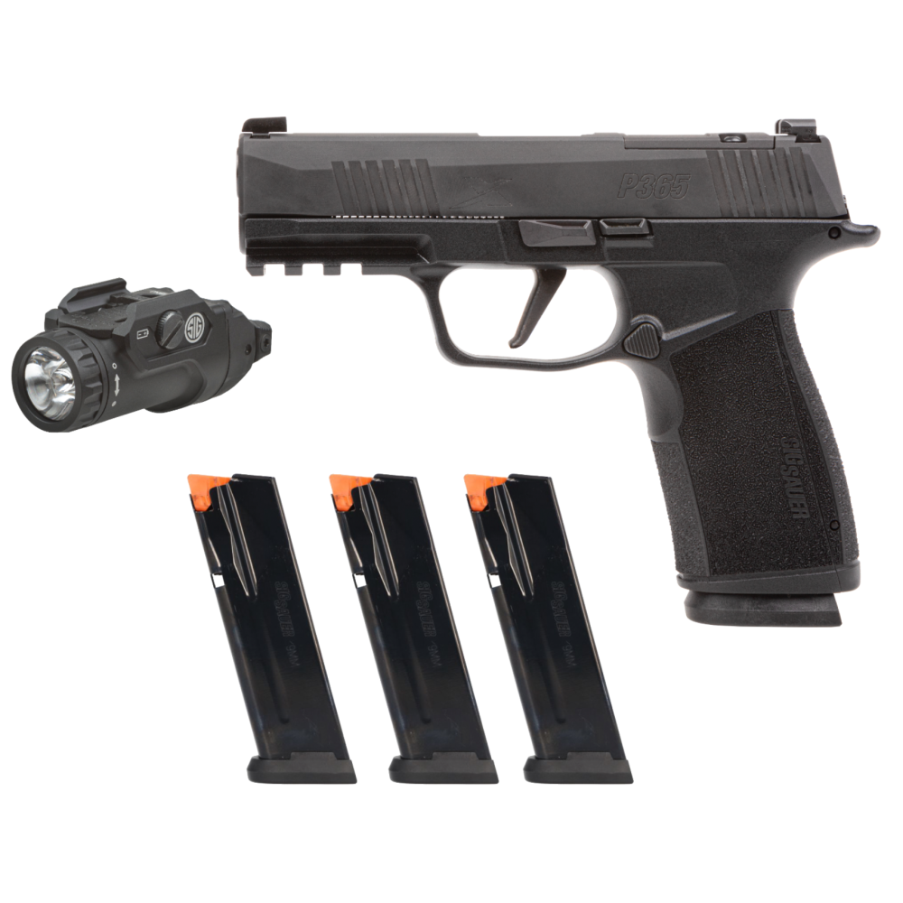 Sig Sauer P365 X- Macro Tacpac 9mm 3.7 " Barrel | Black | Includes 3 Steel Magazines & Foxtrot2r Light