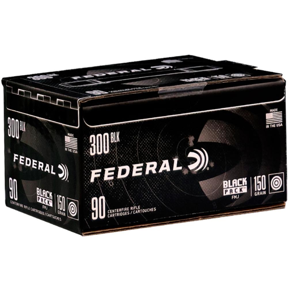 FEDERAL BLACK PACK 300 BLACKOUT AMMO 150 GRAIN FULL METAL JACKET BOAT-TAIL - FC300BLKBF 90 ROUNDS