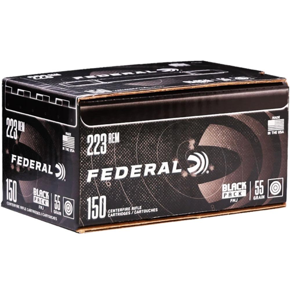 FEDERAL BLACK PACK 223 AMMO 55 GRAIN FULL METAL JACKET - FC223BF 150 ROUNDS