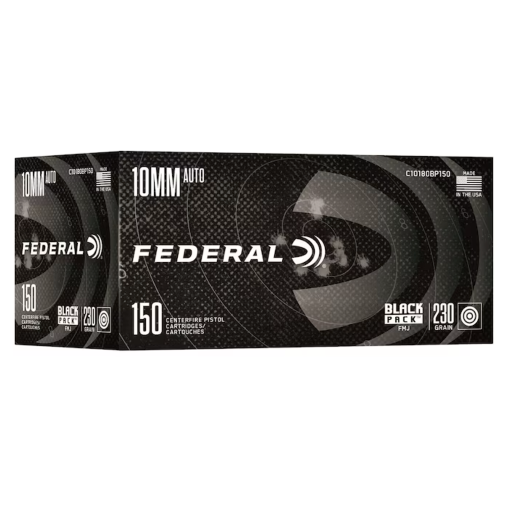 FEDERAL BLACK PACK 10MM AUTO AMMO 180 GRAIN FULL METAL JACKET C10180BP150 150 ROUNDS